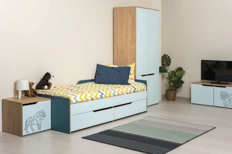 Комплект мебели для детской Гудвин 003 Гикори Рокфорд Натуральный Мята Бензин_1