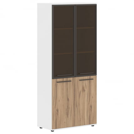 Шкаф комбинированный  с дверьми в металлической раме EDIS EHCS 85.7 Дуб Денвер светлый Мокко Белый_0