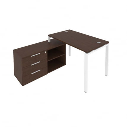 Рабочая станция на П-образном м/к с опорной тумбой левая Metal System Б.РС-СТС-2.2 Л Венге/Белый_0