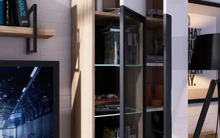 Шкаф с витриной Кёльн ЛД.674.020.000 Дуб Золотой/Белый_3