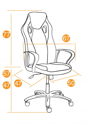 Кресло RACER кож/зам/ткань, металлик/оранжевый, 36/07_19