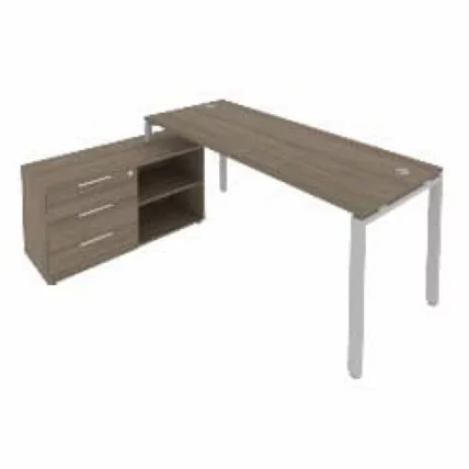 Рабочая станция на П-образном м/к с опорной тумбой левая Metal System БП.РС-СТС-2.5 Л Вяз/Серый_0