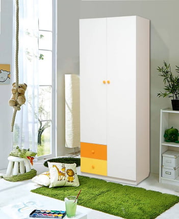 Шкаф 2-х дверный с ящиками Радуга Белый/Ярко-розовый/Светло-розовый_0