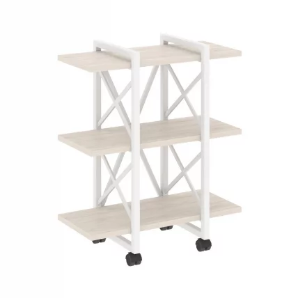 Стеллаж на колесных опорах - 3 полки LOFT  VR.L-MST.K-3.4V Металл белый Денвер светлый_0