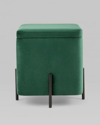 Пуф Грейс квадрат с ящиком велюр Зеленый_2