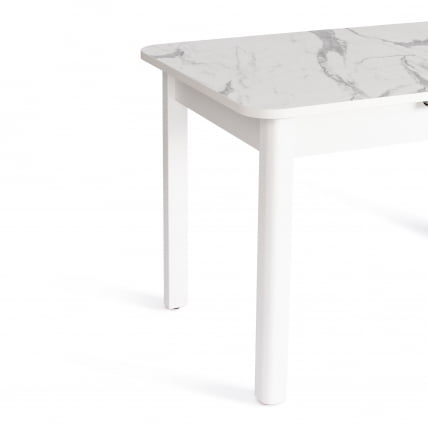 Стол ALIGERY ЛДСП/HPL/опора-массив березы , 130 х 75+30 х 75 см, Мрамор светлый/белый_7