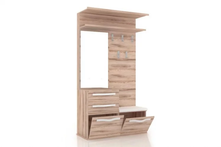 Вешалка комбинированная с зеркалом Марта ЛД 124.110.000 Белый Дезира Эш_1