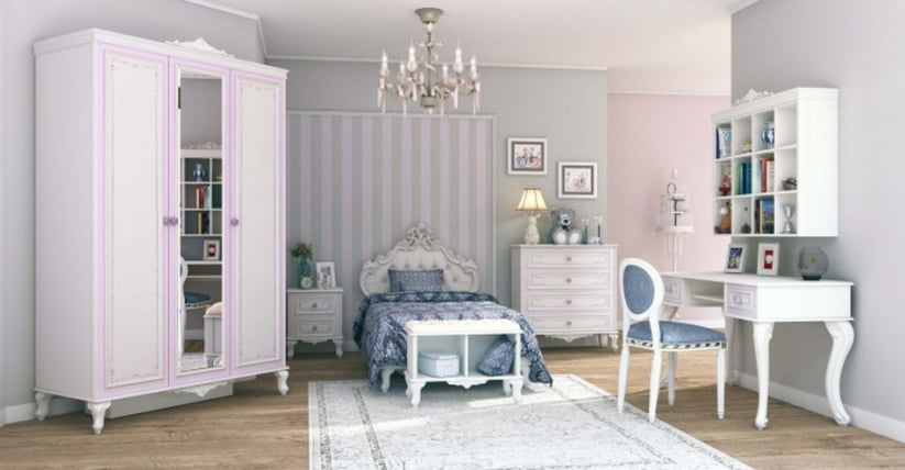 Шкаф трехстворчатыйШкаф трехстворчатый с зеркалом Маркиза ЛД 517.074.000 Алебастр_4