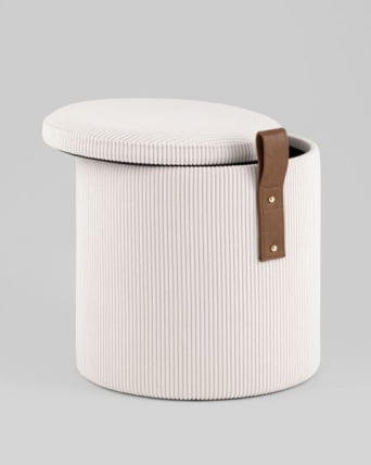 Пуф Руни XS с ящиком вельвет белый_7