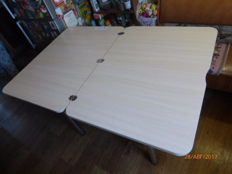 Стол поворотно-раскладной 1,2 Ника, СТЕКЛО, опоры D50 круглые ХРОМ, Беленый дуб/R041_4