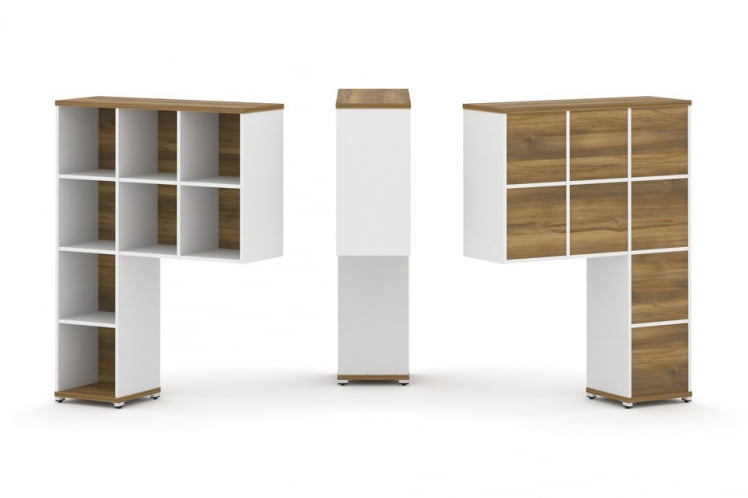 Надставка на стол высокая односторонняя + задняя стенка (8 шт.) CONCEPT CN.ONV-001 Сандал Янтарный Белый бриллиант Белый металл_0