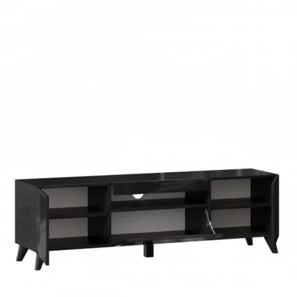 Тумба под ТВ Бруклин 1500 с опорами Черный глянец_1