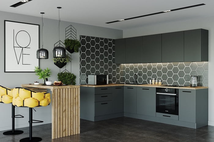 Гарнитур кухонный угловой 2600 Антрацит 2600х1600_0