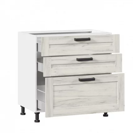 Тумба кухонная 800 с 3 ящиками (4) Винченца ЛД 234.160.000.012 Белый Дуб Крафт белый_1