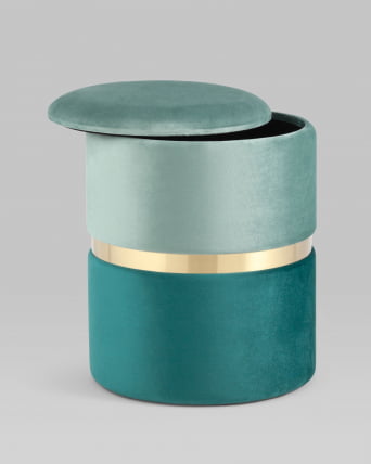 Пуф Кэрри с ящиком велюр Бирюзовый_2