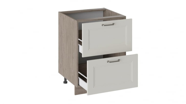 Шкаф напольный с 2-мя ящиками Одри Н2Я_72-60_2Я Дуб Сонома трюфель/Бежевый шелк_1