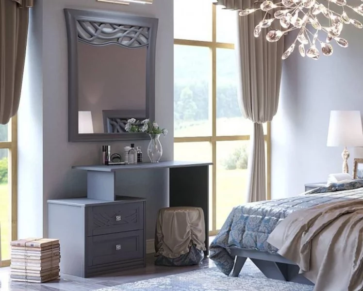 Столик туалетный Джулия с зеркалом ППУ Оникс серый_5