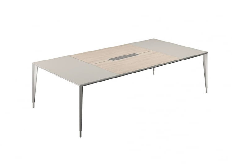Конференц-стол (домино вдоль) Atlas NZ-0104.GS.YN.AL Серый камень Ясень Наварра Алюминий_0