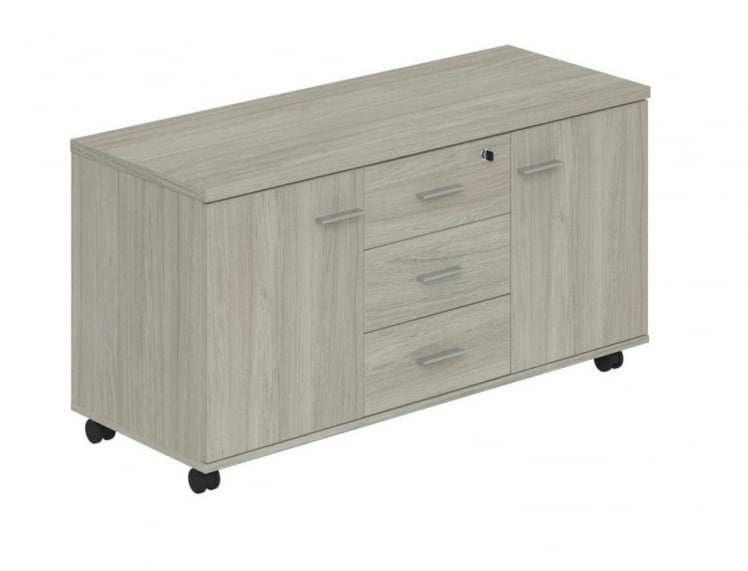 Тумба опорная (мобильная) с 3 ящиками и 2 распашными фасадами Wing WN.202.OL Дуб светлый_0