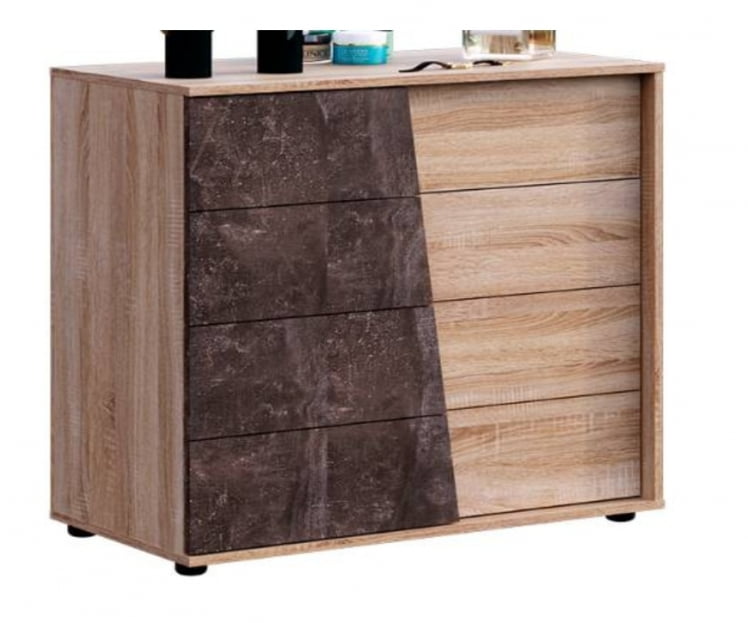 Комод Санремо КМ-005 Дуб сонома светлый Ателье темное_0