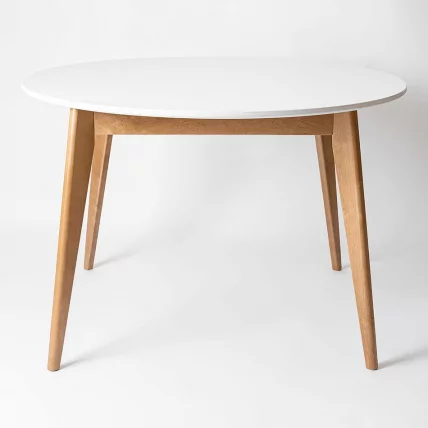 Стол обеденный Орион 100x100 Эмаль белая Морилка Дуб натуральный_0