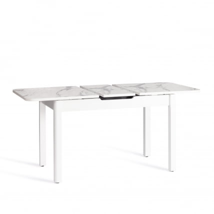 Стол ALIGERY ЛДСП/HPL/опора-массив березы , 130 х 75+30 х 75 см, Мрамор светлый/белый_5