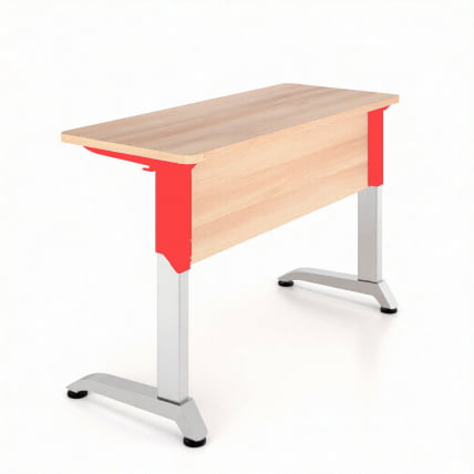 Парта двухместная Де Гласси Н (рост 3-5)  ЛДСП Дуб Сантана/ Металл Серый+Красный_0