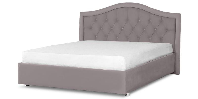 Мягкая интерьерная кровать "Калининград" с подъемным механизмом Материал фасада: Велюр; Спальное место: 800х2000 мм; Цвет фасада: Темно серый; Цвет корпуса: Темно серый _0