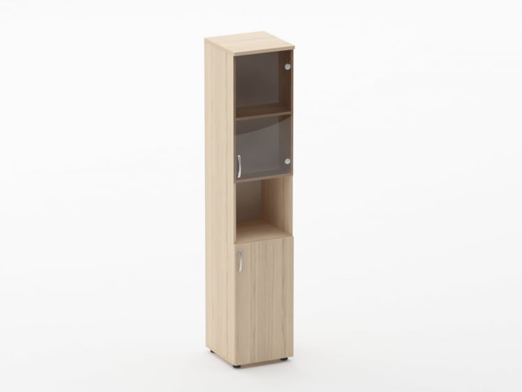 Шкаф высокий со стеклом и нишей Glassy 6.19.14Пр Бук светлый_0