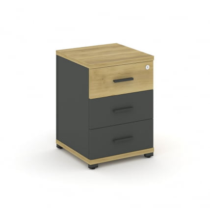 Тумба опорная/приставная с 3-мя ящиками CONCEPT CN.TUO-001 B/W Дуб Винченцо Антрацит_0