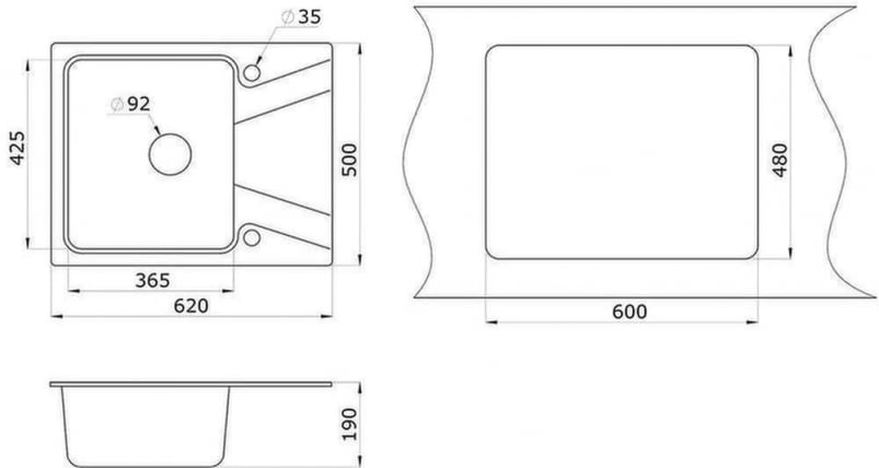 Кухонная мойка GRANULA 6201 Графит_2