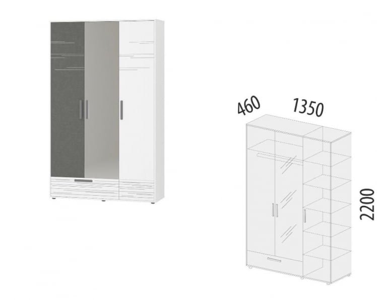 Шкаф трехдверный с зеркалом Аляска 502.28_7