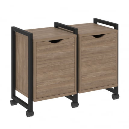 Тумба на колесных опорах наборная. Вариант №2 LOFT VR.L-TN-2.K Металл черный Дуб Аризона_0