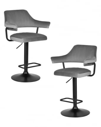 Стул барный ДОБРИН CХАРЛЙ БЛАCК (серый велюр (МДЖ9-75)) 2 шт / DOBRIN CHARLY BLACK (MJ9-75))_0