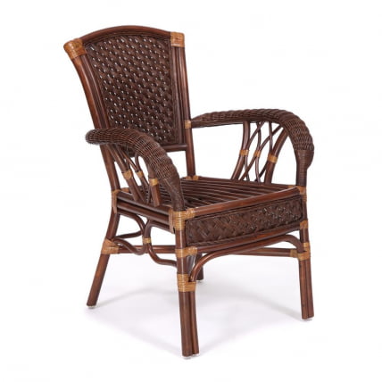 Комплект обеденный ANDREA GRAND (стол со стеклом+6 кресел+ подушки) Pecan Washed (античн. орех), Ткань рубчик, цвет кремовый_4