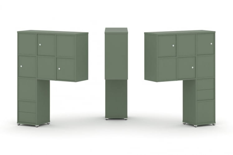 Надставка на стол высокая двухсторонняя + задняя стенка (8 шт.) + блок с 2-мя ящиками (2 шт.) + распашной фасад (6 шт.) CONCEPT CN.DNV-004 Кобо Белый металл_0