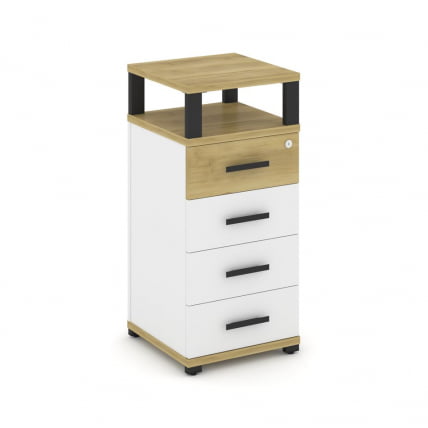 Тумба приставная с 4-мя ящиками и надставкой CONCEPT CN.TUO-003 B/W Дуб Винченцо Белый бриллиант Черный_0