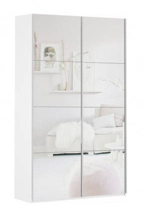 Шкаф-купе двухдверный Прайм 1400 Зеркало/Зеркало Белый снег_0