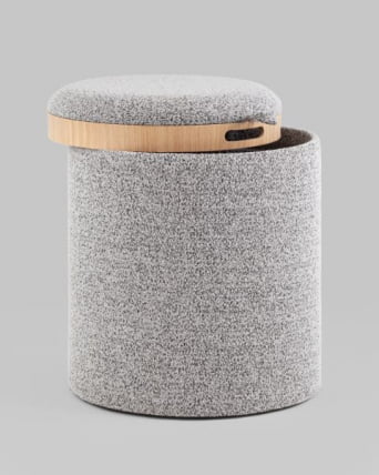 Пуф-столик с ящиком Хюгге S букле серый_1