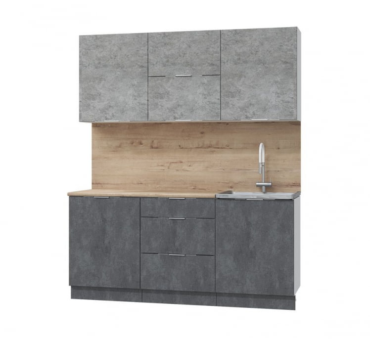 Кух. гарнитур Асти-бетон 1.8, белый/бетон светлый/ бетон темный/ ПФ дуб бунратти (б/с 600)_0