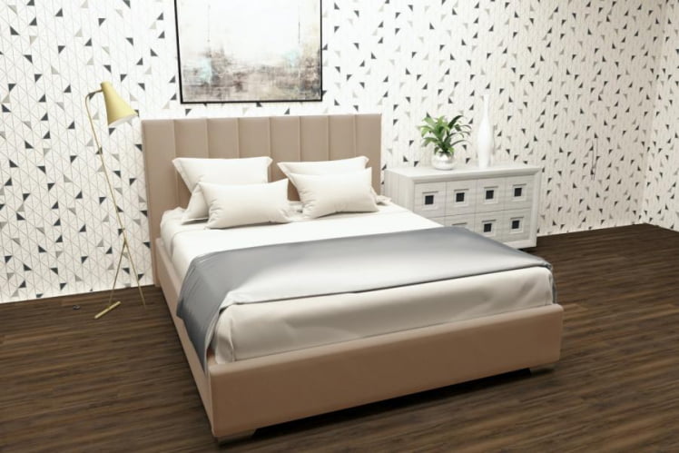 Мягкая интерьерная кровать Терра без основания Материал фасада: Металл/Велюр; Спальное место: 800х2000 мм; Цвет: Светло коричневый_0