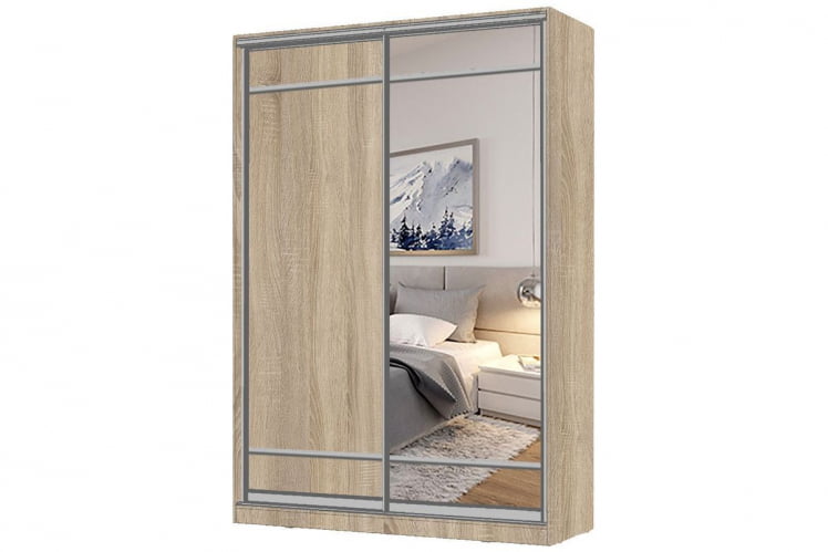 Шкаф-купе 2-х дверный Виктория 1600х584х2300, Дуб сонома светлый 16ДЛЛЛДЗЗЗ-ПШ-Дсс 310-391_0