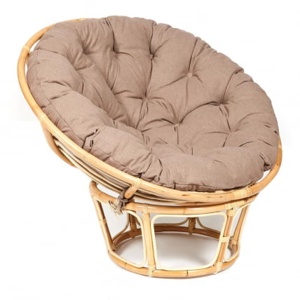 Кресло PAPASAN ECO/ПАПАСАН ЭКО P115-1/SP STD /c подушкой, ремешками/ Natural (натуральный), экошерсть Коричневый, 1811-5_0
