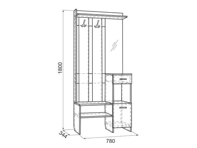 Прихожая Яр PR-0025 Ясень шимо светлый Ясень шимо темный_1