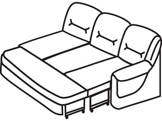 Секция трехместная раскладная с левым подлокотником Вавилон 3БР Красно-коричневая (экокожа)_1