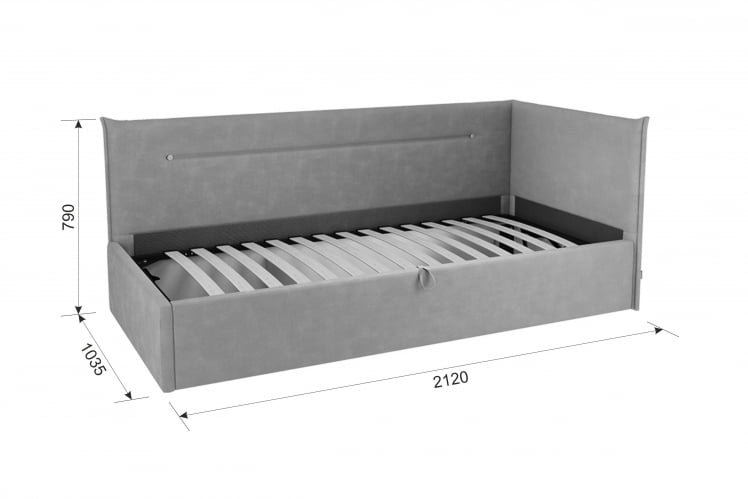 Кровать  0.9 Альба (Тахта) КМ.T-16 топаз (велюр)_5