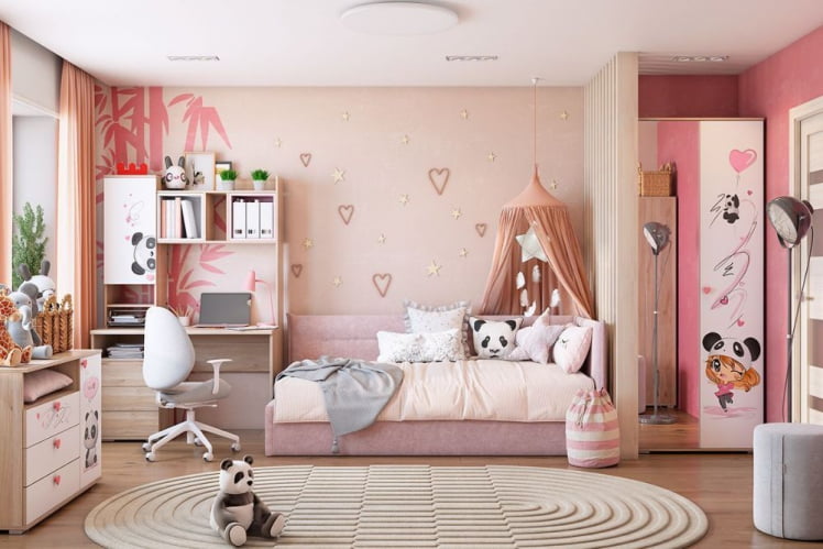 Детская Панда №1 дуб мария/белый_0