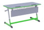 Парта двухместная NOMAD V с ручной регулировкой высоты  с антивандальной  полиуретановой кромкой (рост 4-6) Зеленый/Серый_3680907