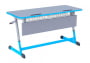 Парта двухместная NOMAD V с ручной регулировкой высоты  с антивандальной  полиуретановой кромкой (рост 4-6) Синий/Серый_3680905