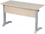 Парта двухместная с прямыми углами (рост №6) Белая ЛДСП/Серая кромка/Металл Серый_3682507